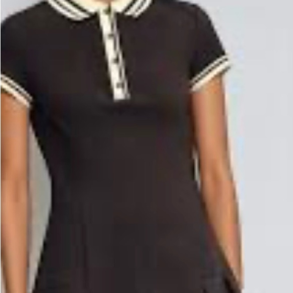 Zara brown  Polo Knit Top with Contrast Trim